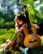 Girl with a guitar in greenery Digital Art by Gradify Creations Girl with a guitar in greenery Digital Art by Gradify Creations