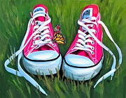 Girls Chucks Painting by Tammy Lee Bradley