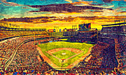 Globe Life Park in Arlington, Texas, at sunset - digital painting Digital Art by Nicko Prints Globe Life Park in Arlington, Texas, at sunset - digital painting Digital Art by Nicko Prints