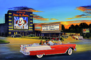 Goin' Steady - The Circle Drive-In Theatre Painting by Randy Welborn