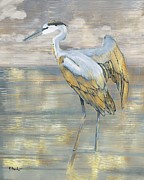 Golden Blue Heron Painting by Paul Brent