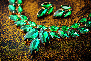 Golden classy jewelry with emerald gem. Photograph by Jelena Jovanovic