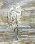 Golden Egret Painting by Paul Brent