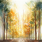 Golden Escape - Modern Nature Art Painting by Lourry Legarde Golden Escape - Modern Nature Art Painting by Lourry Legarde