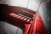 Golden Gate Bridge San Francisco With Vintage Map Selective Color Drawing by Carol Japp