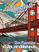 Golden Gate Bridge Travel Poster Digital Art by EP Designs