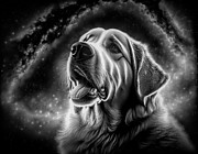 Golden Retriever in the Stars Monochrome Ai Art by AI Digital Golden Retriever in the Stars Monochrome Ai Art by AI Digital