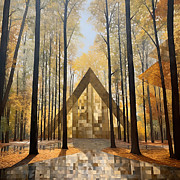 Golden Sanctuary - Nature Inspired Art Painting by Lourry Legarde