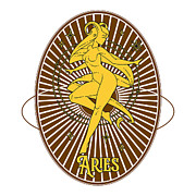 Golden Vintage Zodiac Aries Digital Art by Kirania Finest