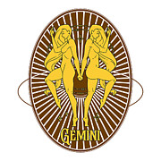 Golden Vintage Zodiac Gemini Digital Art by Kirania Finest
