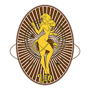 Golden Vintage Zodiac Leo Digital Art by Kirania Finest