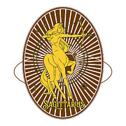 Golden Vintage Zodiac Sagittarius Digital Art by Kirania Finest