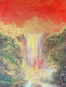 Golden Waterfall Painting by Michelle Pier