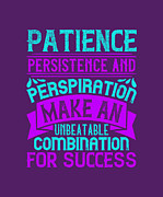 Golfer Gift Patience Persistence And Perspiration Golf Quote Digital Art by Jeff Creation