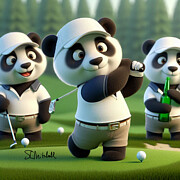 Golfing Teddy's #1 Digital Art by Steve Mitchell Golfing Teddy's #1 Digital Art by Steve Mitchell