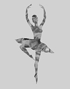 Gorgeous Move Of Silver Glow Ballerina Silhouette Watercolor  Painting by Irina Sztukowski