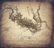 Grand Canyon of The Colorado Vintage Map 1904 Sepia  Drawing by Carol Japp