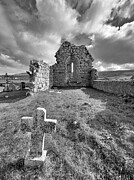 Graveyard Church Ruins Derreen Ireland - B W Photograph by Mary Lee Dereske