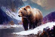 Great Brown Grizzly Painting by Tina LeCour Great Brown Grizzly Painting by Tina LeCour