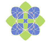 Geometrical Green Blue Flower - Abstract Pattern Digital Art by Patricia Awapara