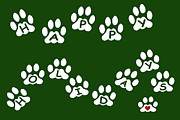 Green Happy Holidays On Paw Prints Digital Art by Kathy K McClellan