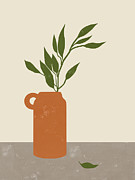 Green plant in ceramic vase Mixed Media by Aga and Artur Szafranscy