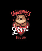 Groundhogs Love Warm Naps Humor for Groundhog Day Digital Art by Maximilian Klein