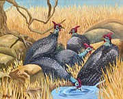 Guinea Fowl in the Savanna. Painting by Caroline Street Guinea Fowl in the Savanna. Painting by Caroline Street