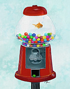 Gumballs and Goldfish Painting by Tammy Lee Bradley