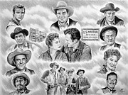 Gunsmoke Cast collage Drawing by Andrew Read