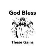 Gym Jesus Gift Funny God Bless These Gains Quote Christian Pun Workout Lover Digital Art by Jeff Creation