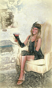 Hailie in a speakeasy bar roaring 20's having a drink in the chair Photograph by Dan Friend