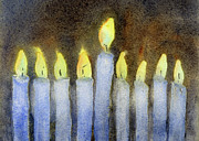 Hanukkiah Candles for Hanukkah Painting by Elizabeth Reich