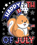 Happy Fourth Of July Squirrel USA Flag Digital Art by Mister Tee