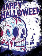 Happy Halloween Floral Sugar Skull Digital Art by Jacob Zelazny