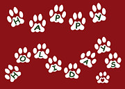 Happy Holidays On Paw Prints Digital Art by Kathy K McClellan