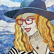 Happy in Her Blueness Mixed Media by Beth Hanson