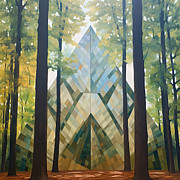 Harmony of Nature - Green Modern Art Painting by Lourry Legarde