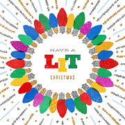 Have a Lit Christmas - Modern Rainbow Vintage Bulb Wreath Holiday art by Jen Montgomery Digital Art by Jen Montgomery
