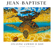 Hawksbill Sea Turtle with Cowrie Shell Poster Painting by Daniel Jean-Baptiste