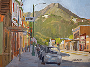 Mount Abrams From Main Street - Ouray, Colorado Painting by Paul Strahm