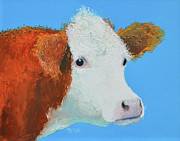 Hereford Cow painting for rustic home decor Painting by Jan Matson