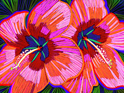 Hibiscus Couple Painting by Rod Whyte Hibiscus Couple Painting by Rod Whyte