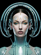 High Fashion Model 05 Cyborg Woman Digital Art by Matthias Hauser