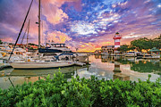 Hilton Head Island South Carolina Harbour Town Lighthouse Sunset - Alternative Color Photograph by Dave Morgan
