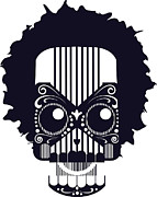 Hipster Sugar Skull Robot with Afro Digital Art by Jacob Zelazny