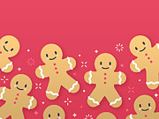 Holiday Gingerbread People Cookie Sweet Treat Drawing by Filo