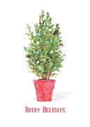 Holiday Potted Tree- Art by Linda Woods Mixed Media by Linda Woods