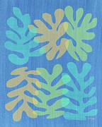 Homage to Matisse on Blue Mixed Media by Donna Mibus