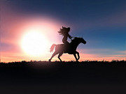 Horse Rider Sunset The West Painting by Tony Rubino